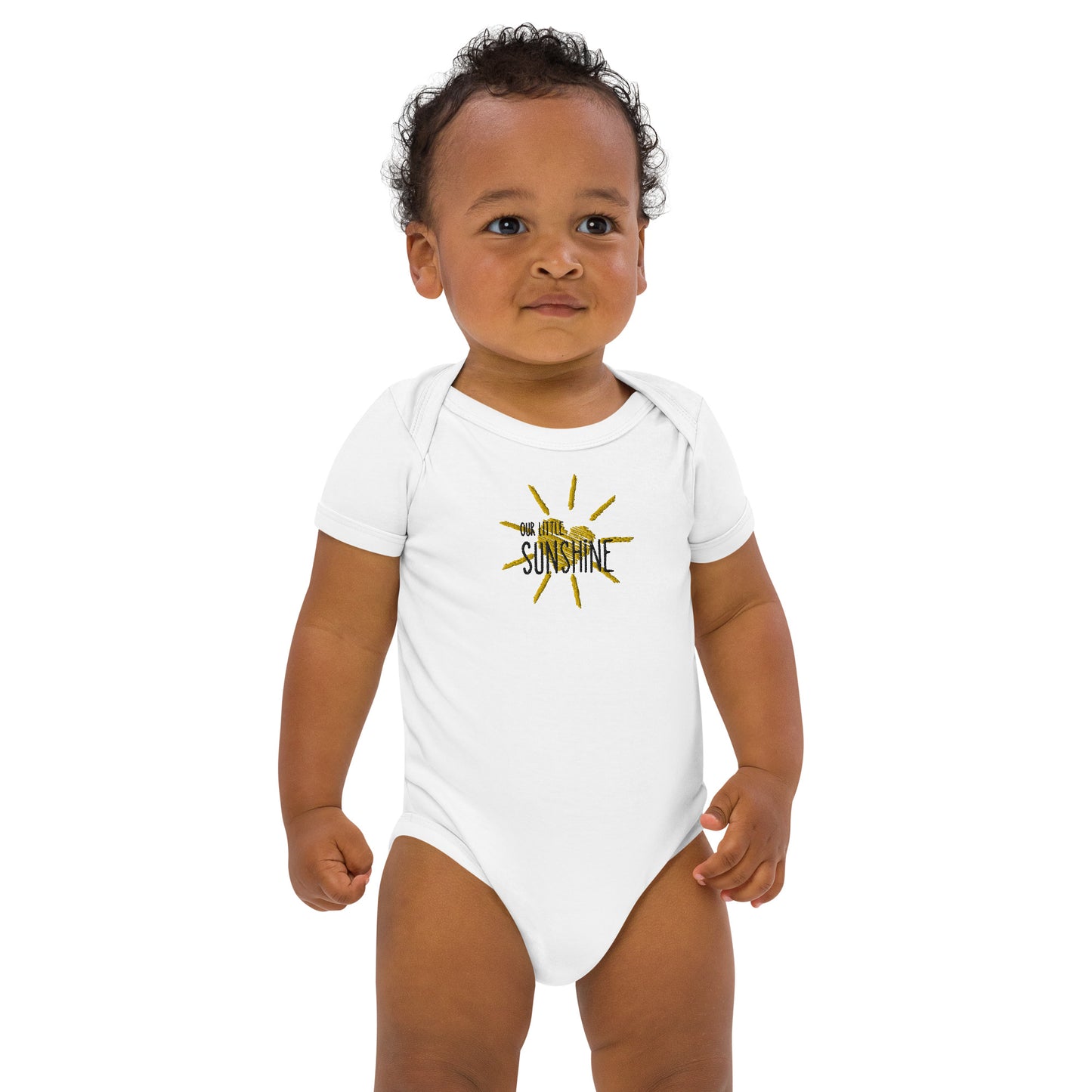 Organic Our Sunshine Embroidery Baby Bodysuit Organic Natural/White