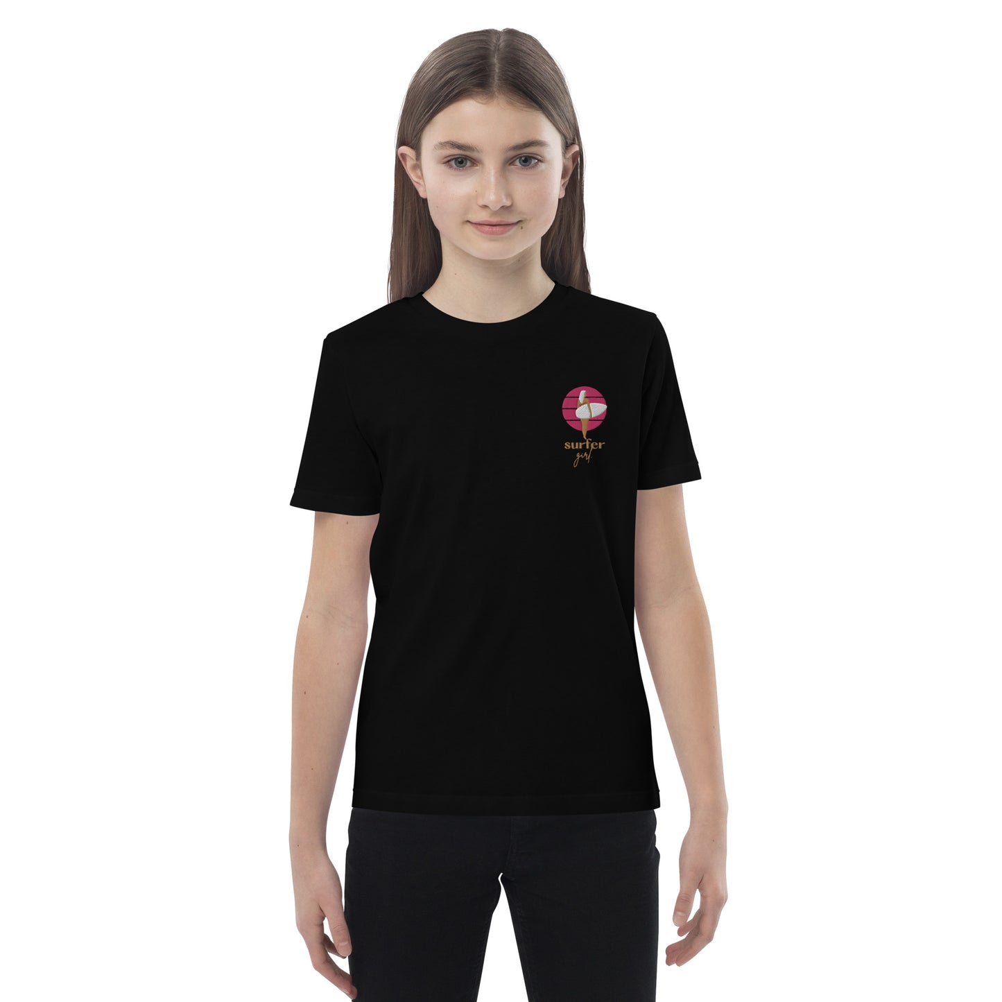 Organic Surfer Girl Embroidery T-shirt Black/French Navy/Ocean Depth/Heather Grey/White