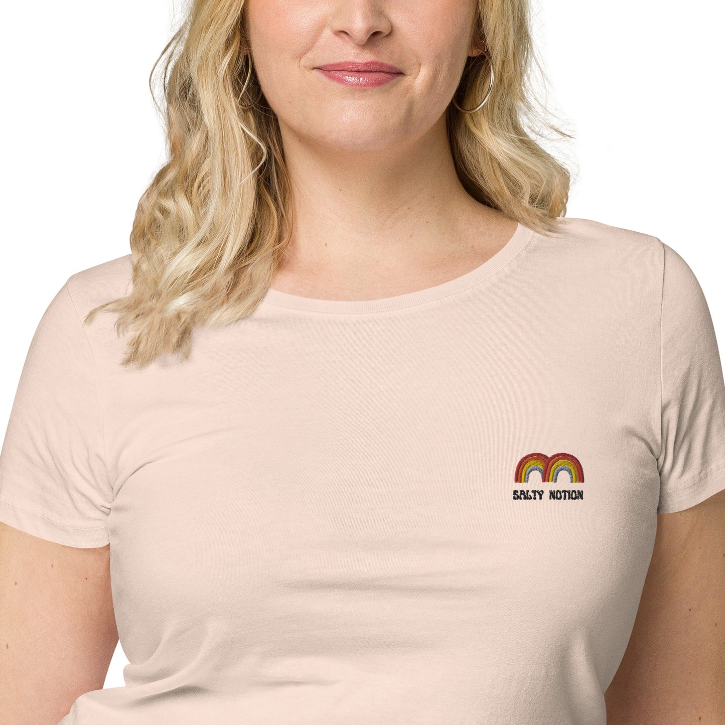 Women’s Basic Double Rainbow Organic t-shirt White/Creamy pink
