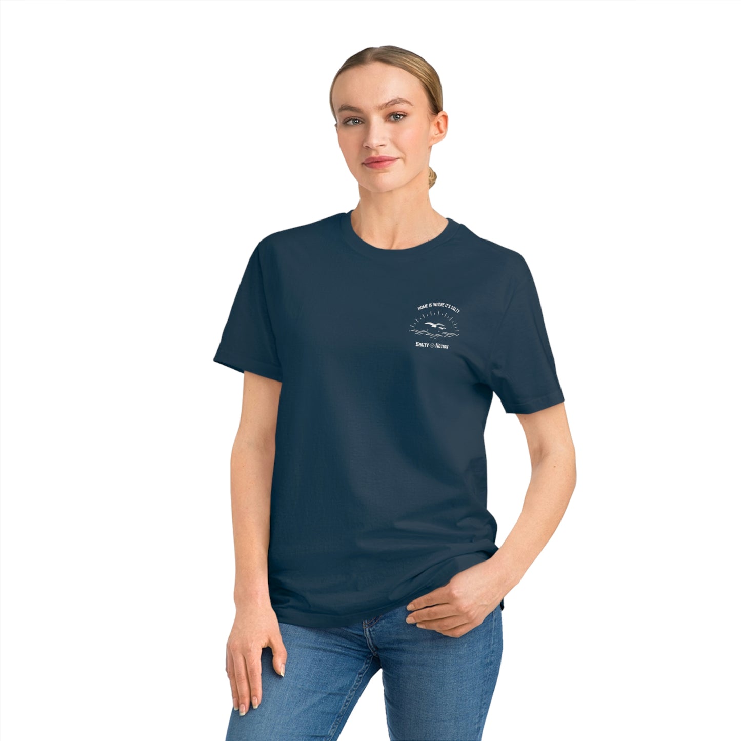 Organic Home Is Where It's Salty T-Shirt Dark Black/Jade Tide/Navy