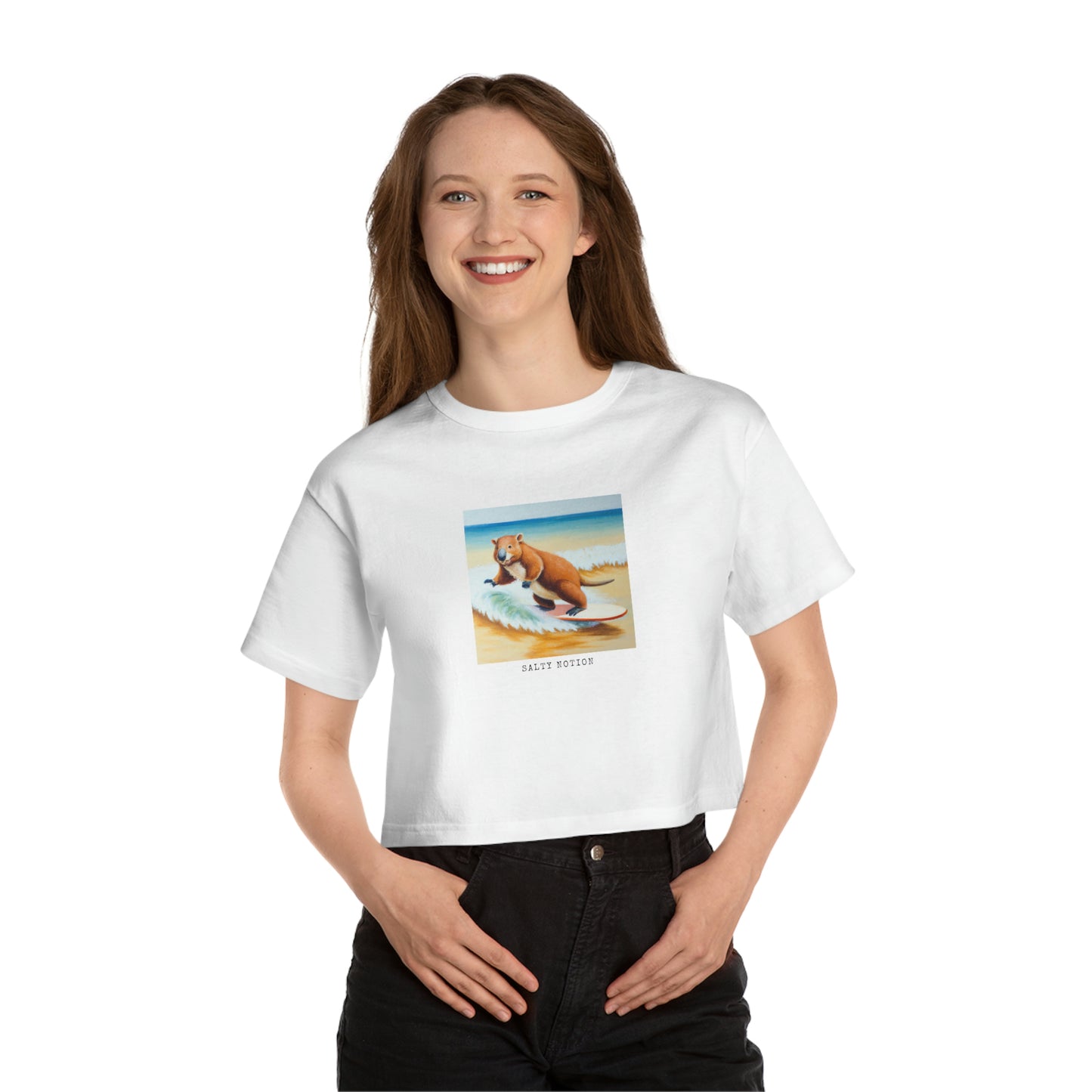 A Surfing Wombat Heritage Cropped T-Shirt