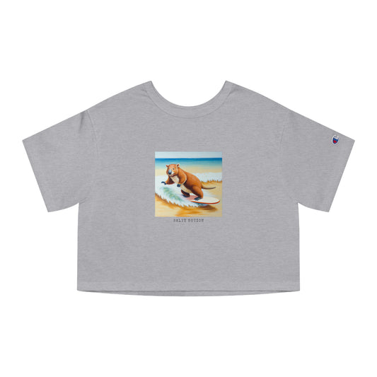 A Surfing Wombat Heritage Cropped T-Shirt